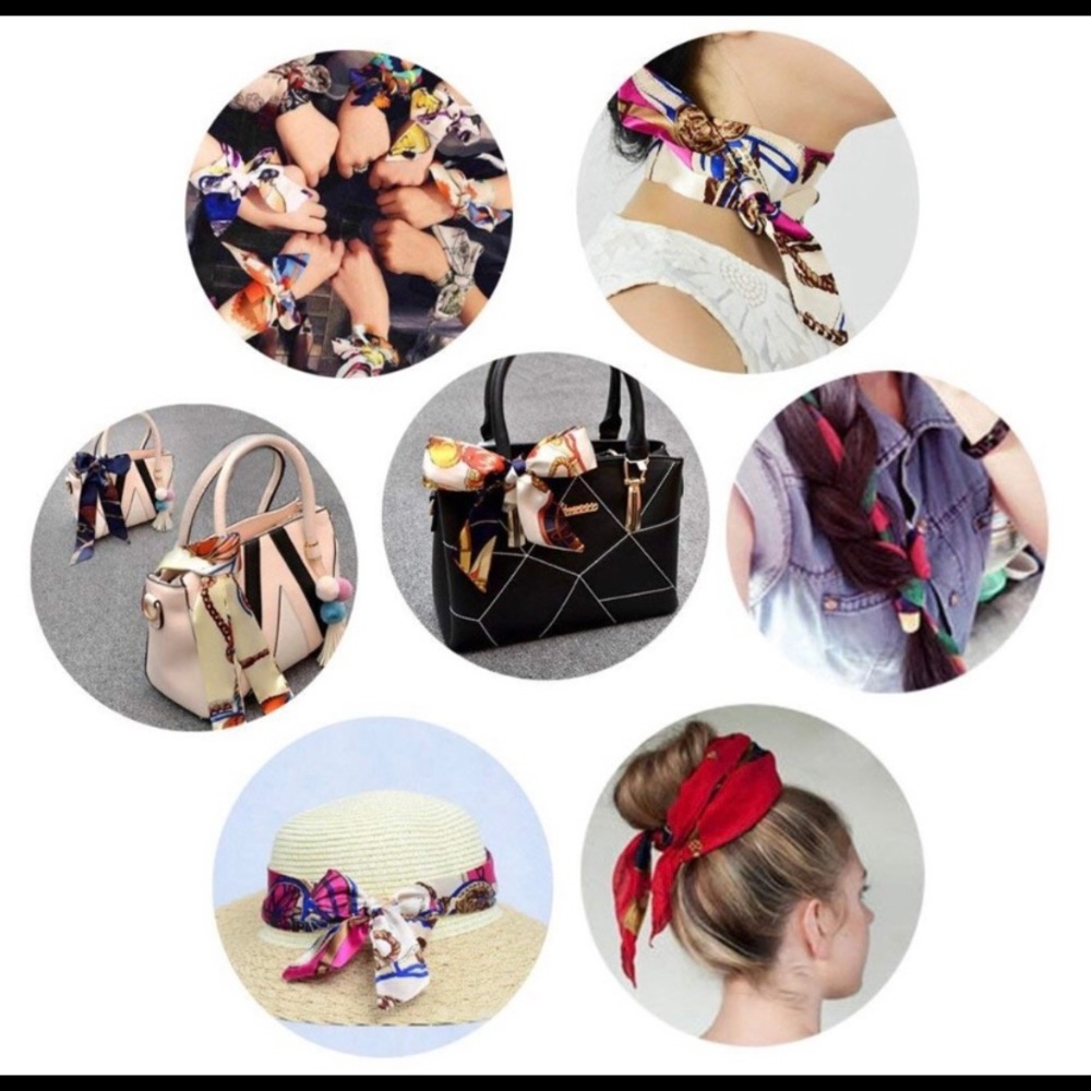 2pcs Twilly Scarves Handbag/ Handle Ribbon - Picture 4 of 5